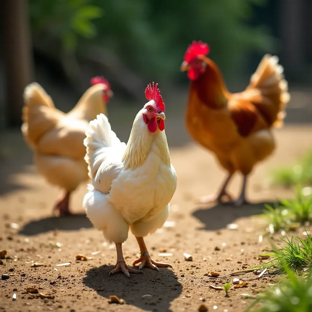 Chickens in a Bright Farmyard - Free Stock Photo