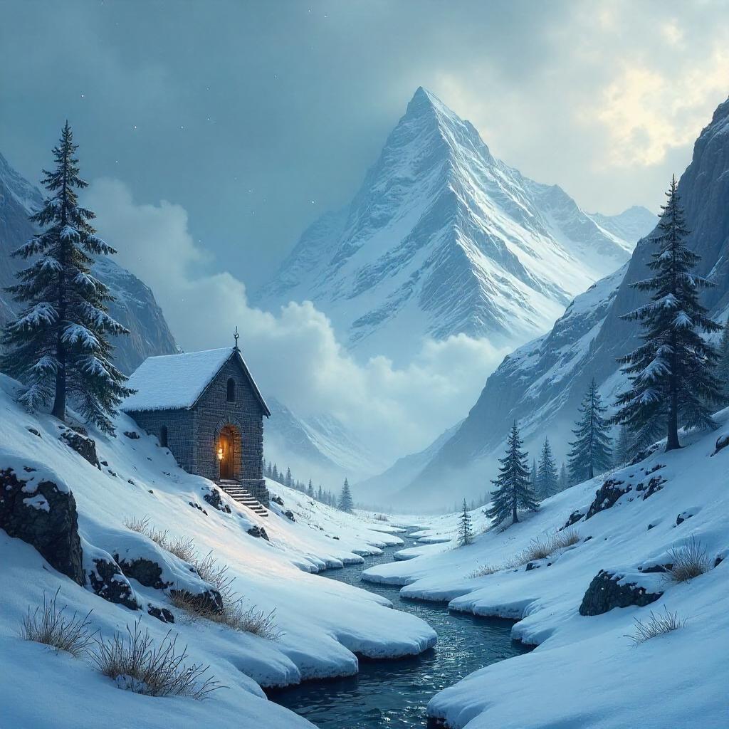 Valley in a Blizzard — Cinematic Concept Art