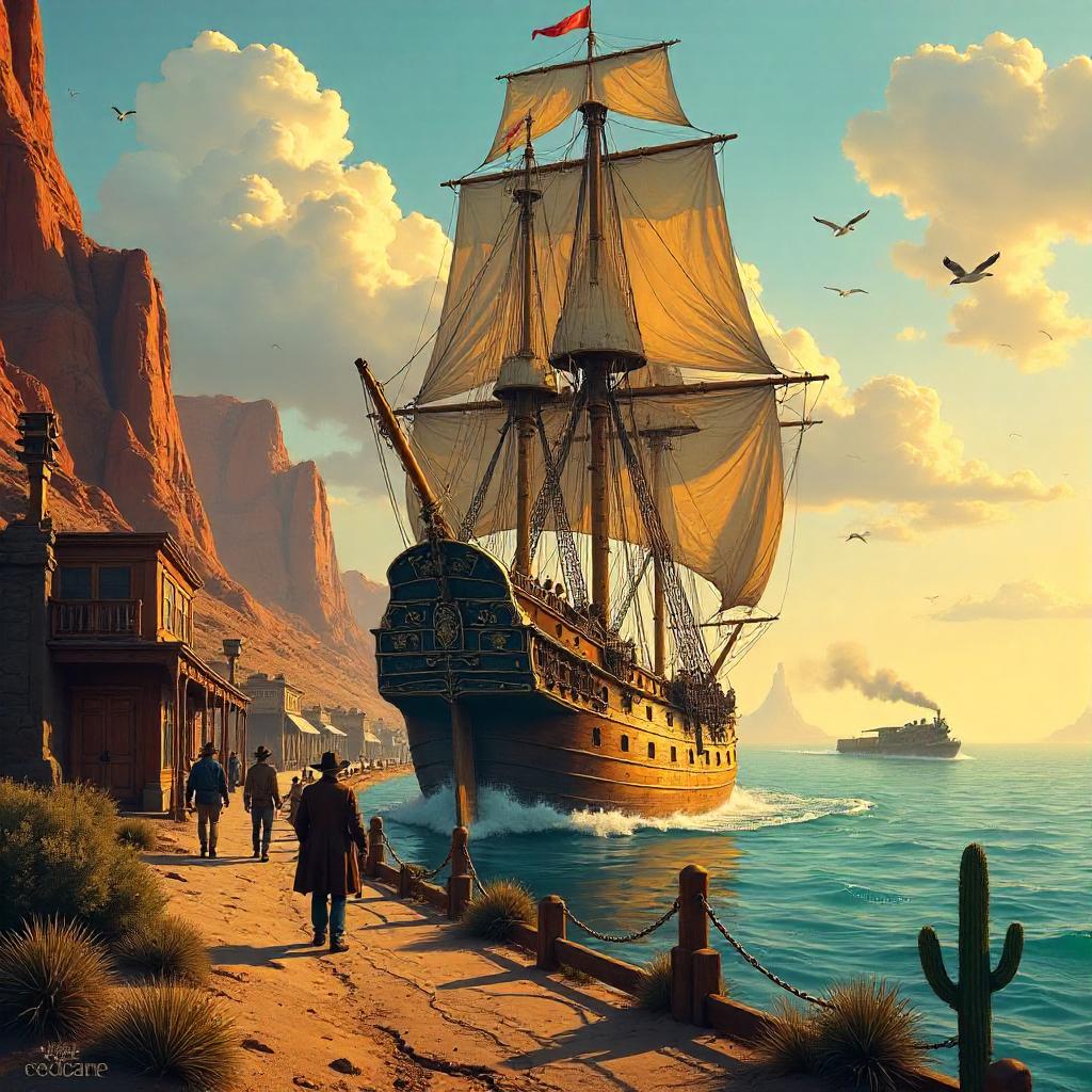Wild West Sailing Ship - Concept Art Scene