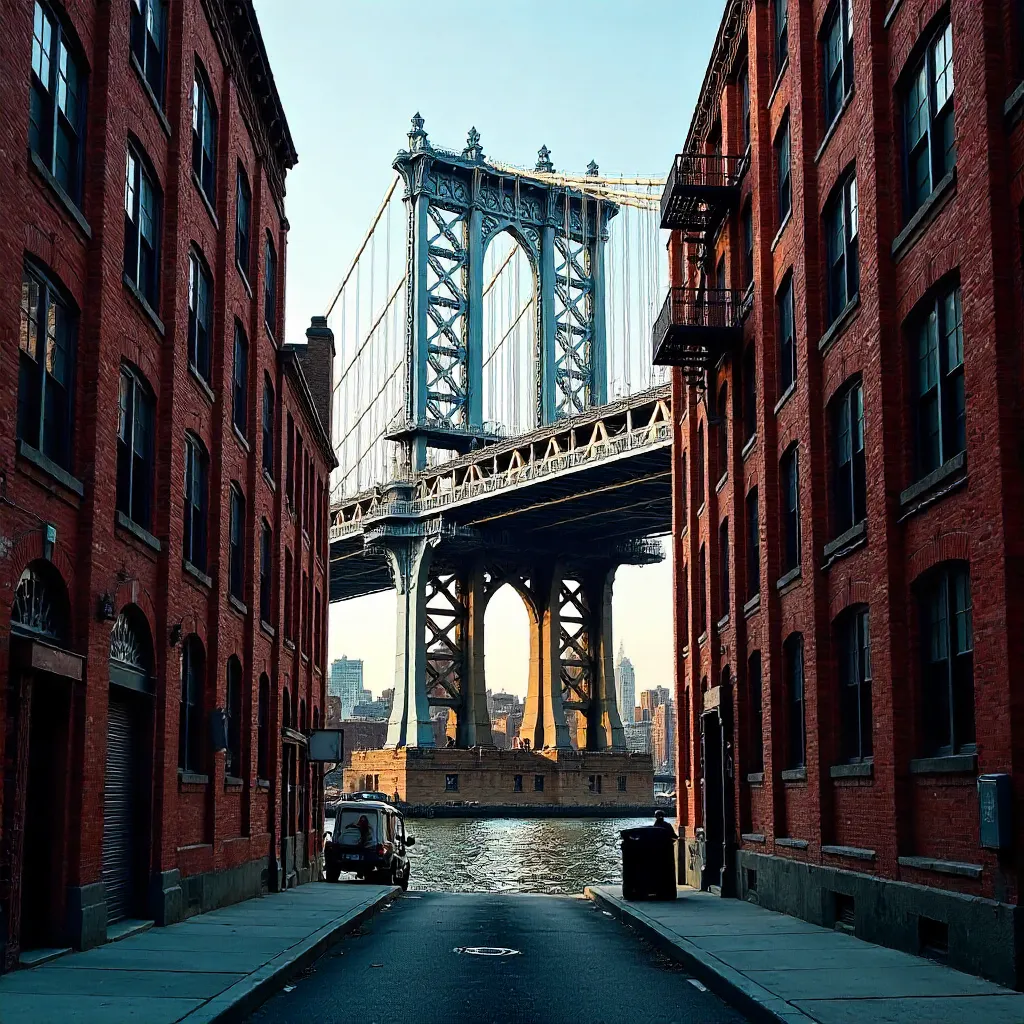 Smartphone Shot: Manhattan Bridge Framed by Dumbo Red Brick