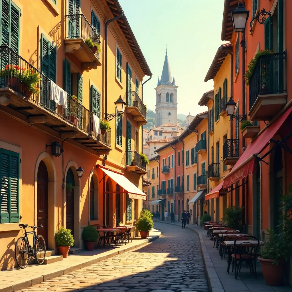Golden Hour in a Warm European Alley