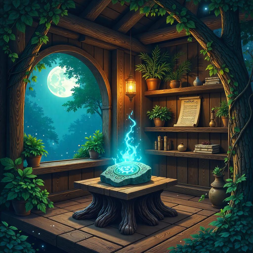 Runic Stone in the Treehouse Atelier
