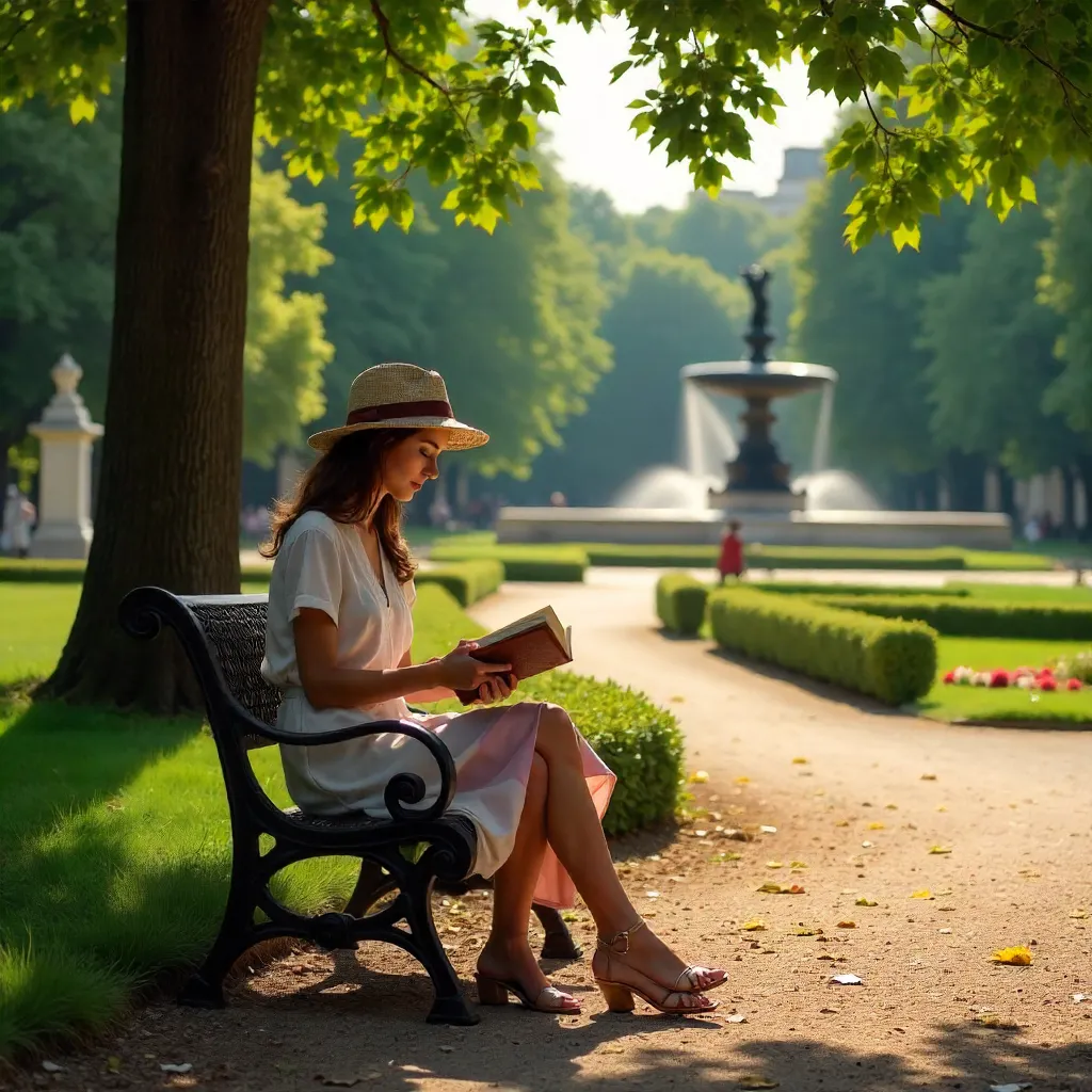 Two Women Reading in Luxembourg Gardens, Paris