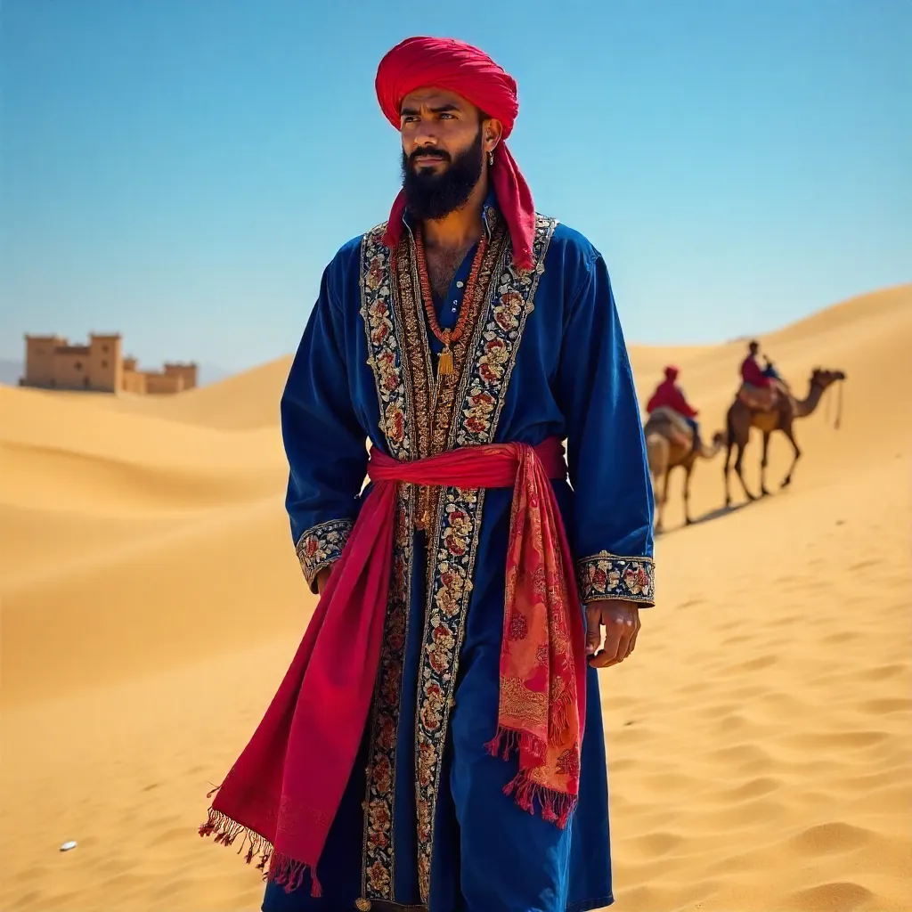 Vibrant Moroccan Desert Attire Portrait