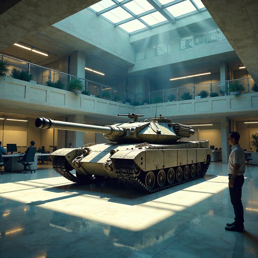 Concept Art: Tank in a Modern Office Atrium