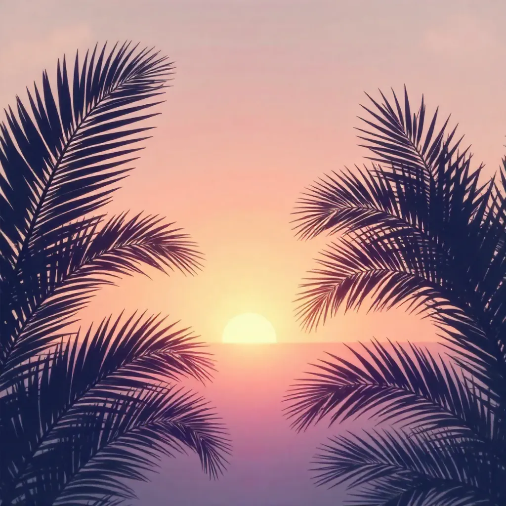 Tranquil Palm Silhouette at Muted Sunset