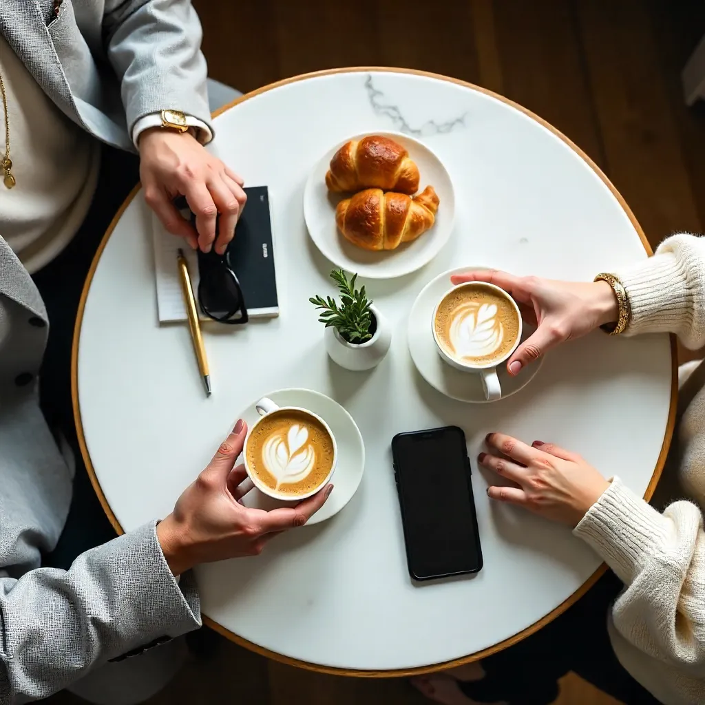 Overhead Chic Coffee Date with Accessories