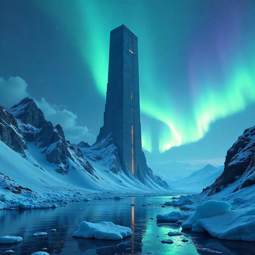 Tower on a Glacier: Neon Ice Citadel