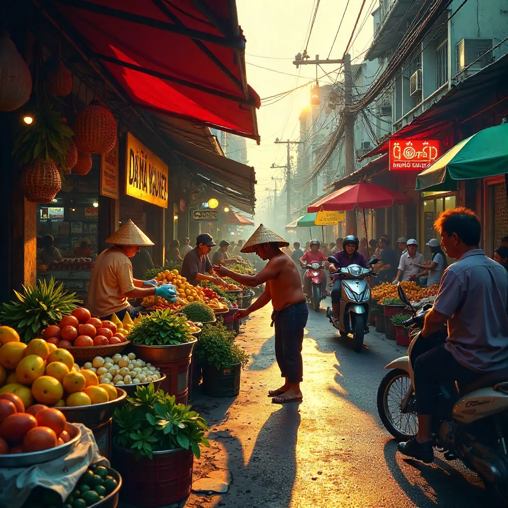 Bustling Street Market Life in Ho Chi Minh City