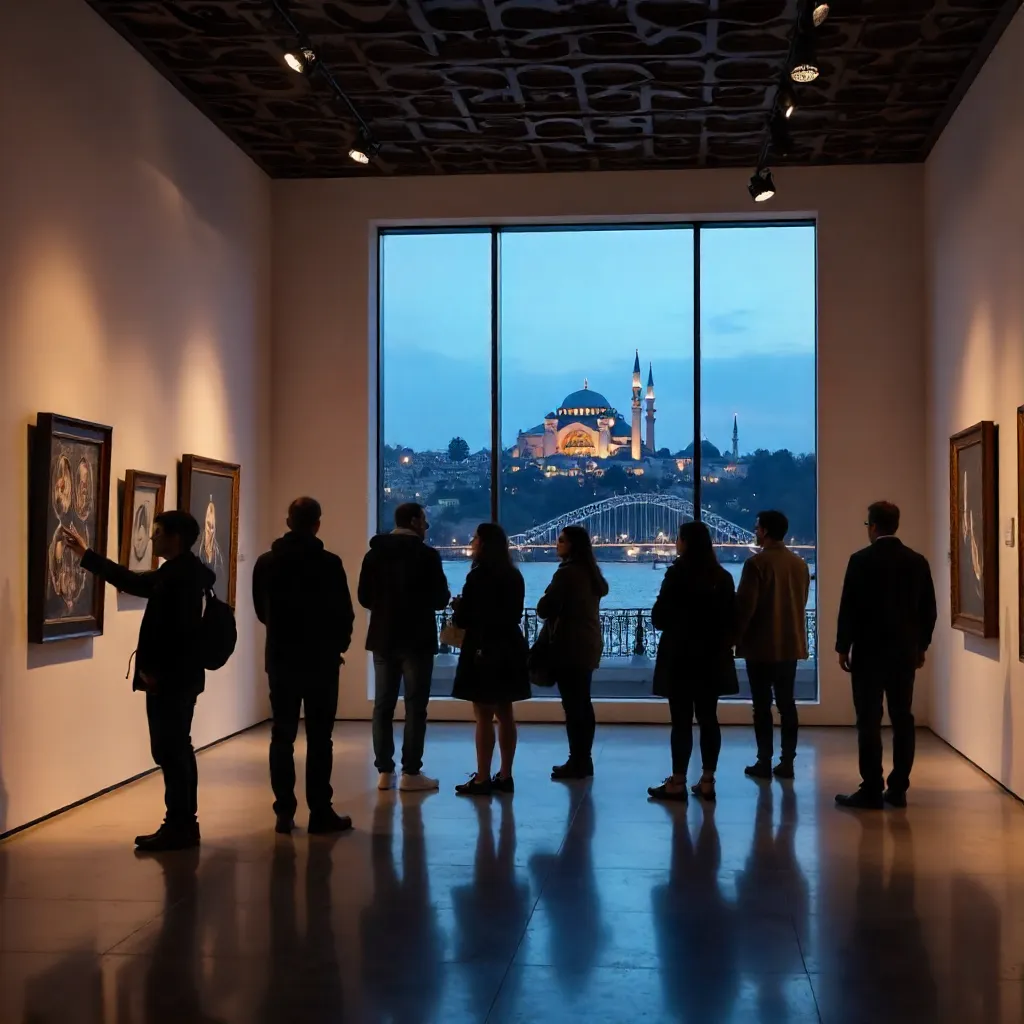 Silhouettes Exploring an Istanbul Art Gallery