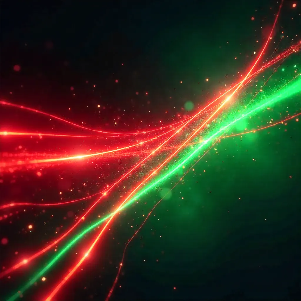 Vibrant Red and Green Light Trail Pattern