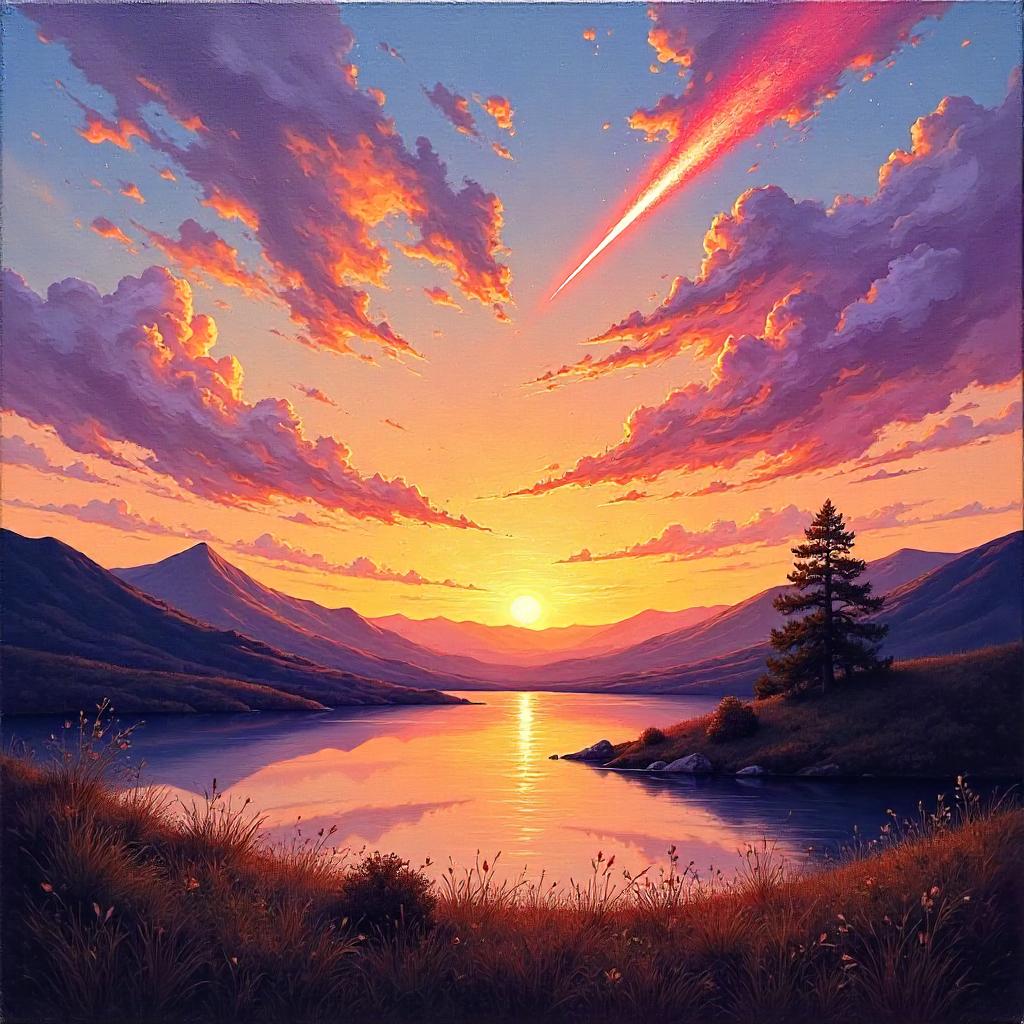 Meteor at Dawn: An Impasto Sunrise