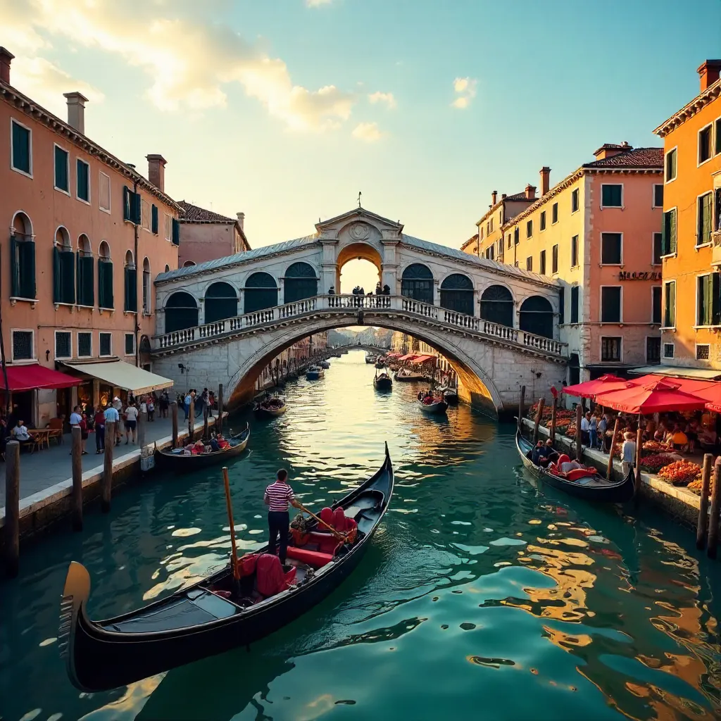 Rialto Bridge and Venice Canal Life