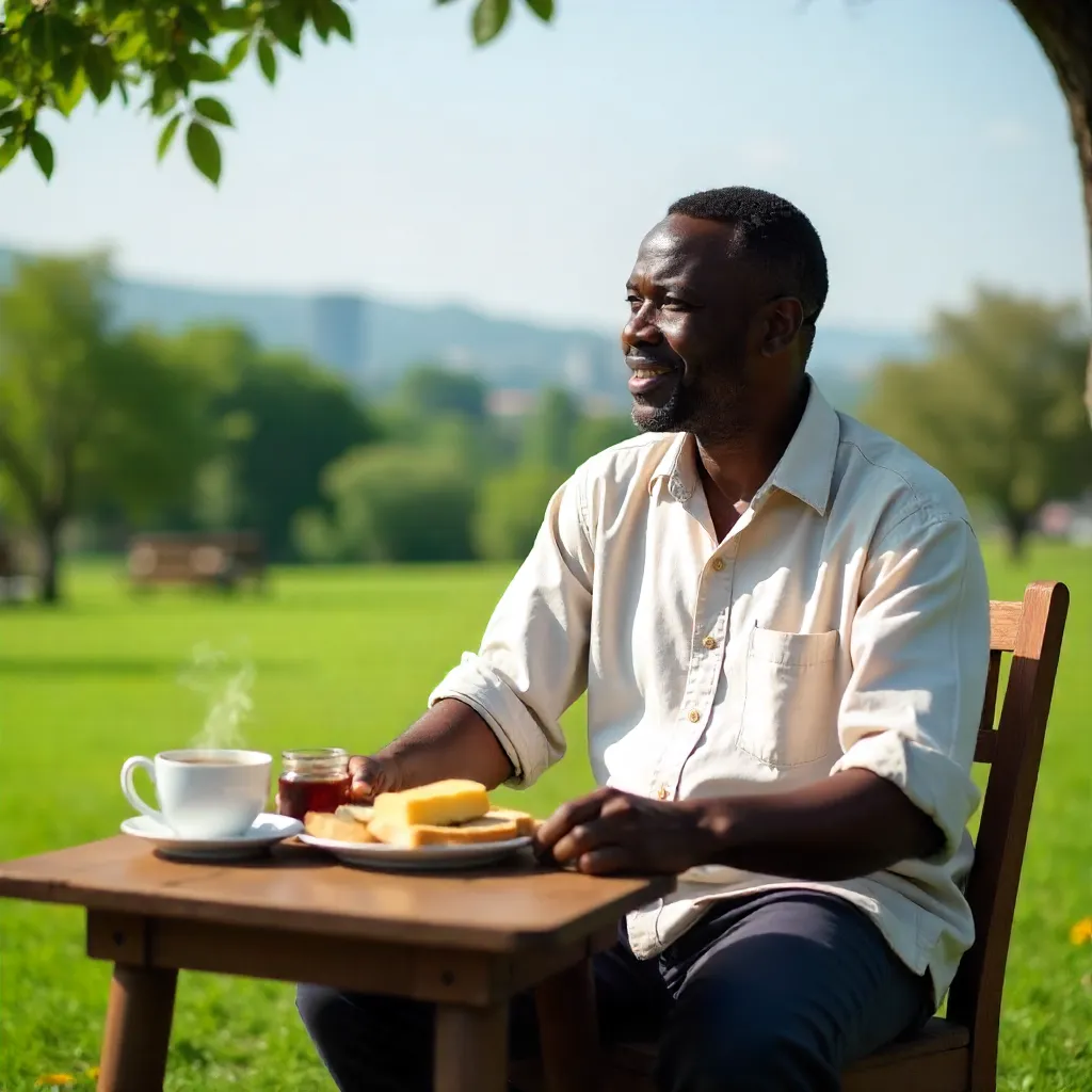 Sunlit Abuja Morning: Bread and Tea