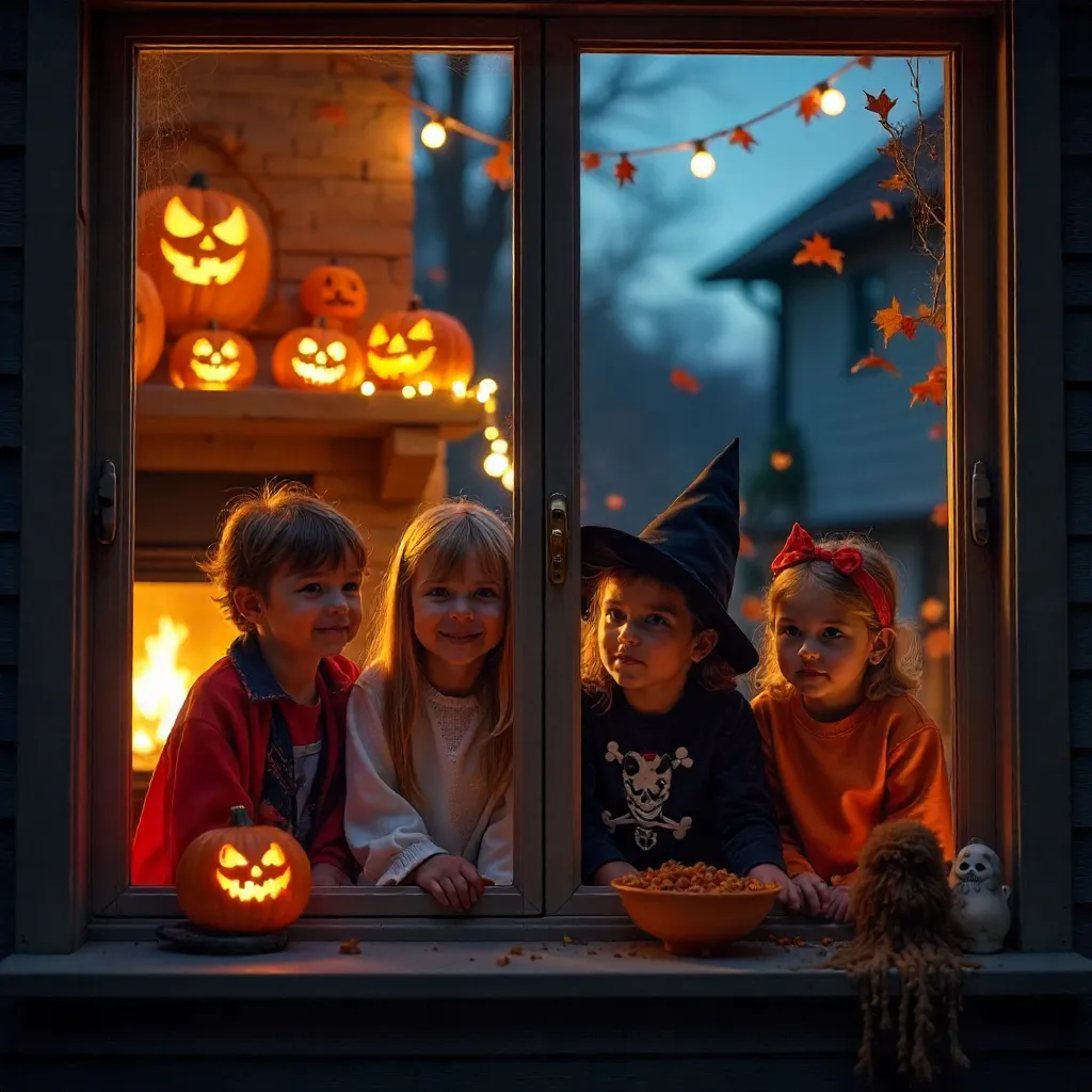 Window Faces of Halloween: Kids in Costume