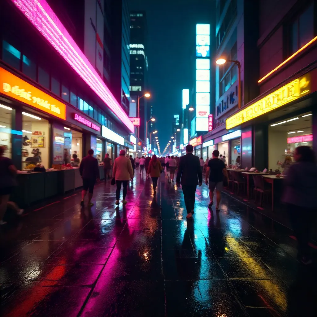 Neon Nightlife Abstract Motion Blur