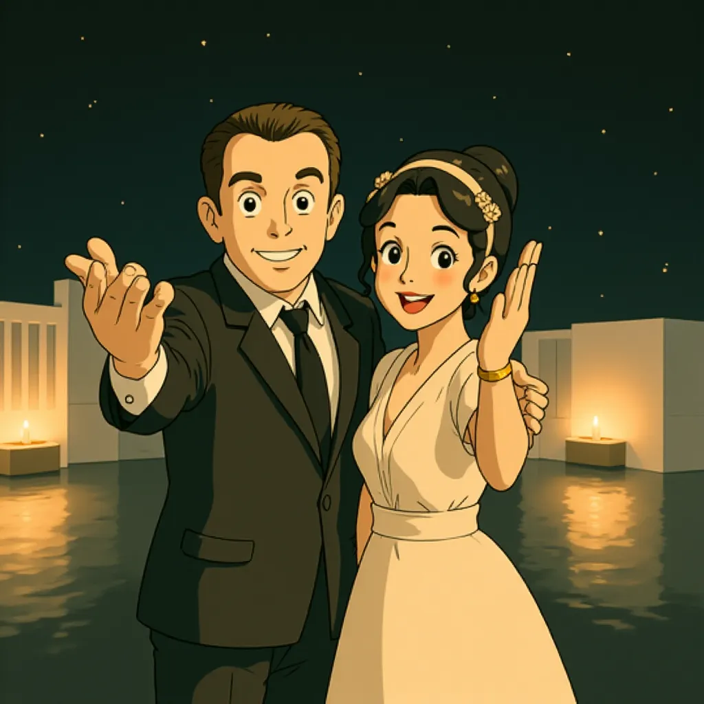 Bérénice Bejo and Jean Dujardin in The Artist (2011) - Anime style