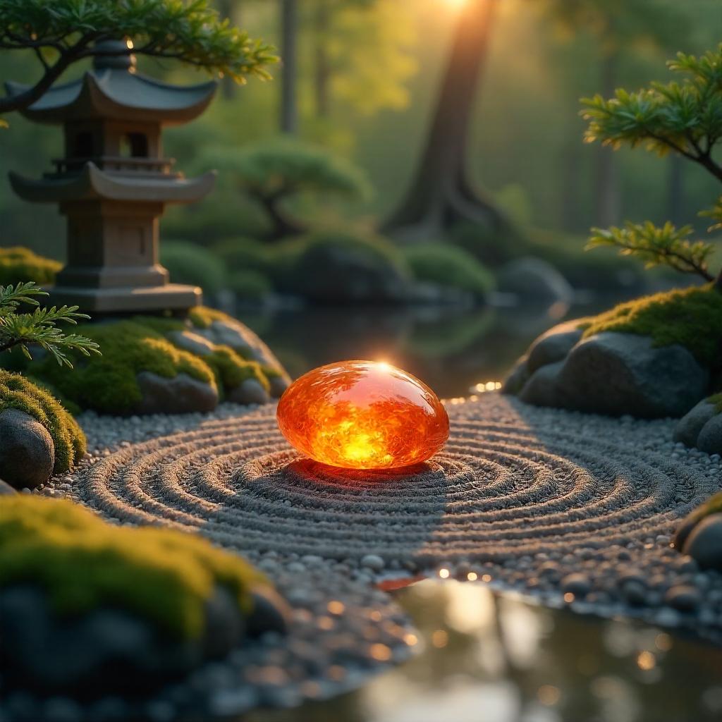 Infinity Stone in a Tranquil Zen Garden