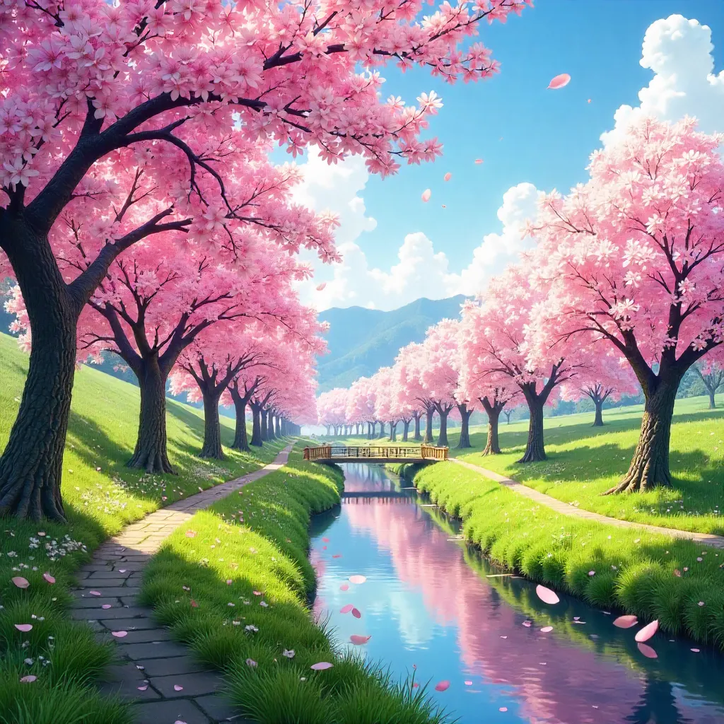 Serene Cherry Blossoms in Spring Light