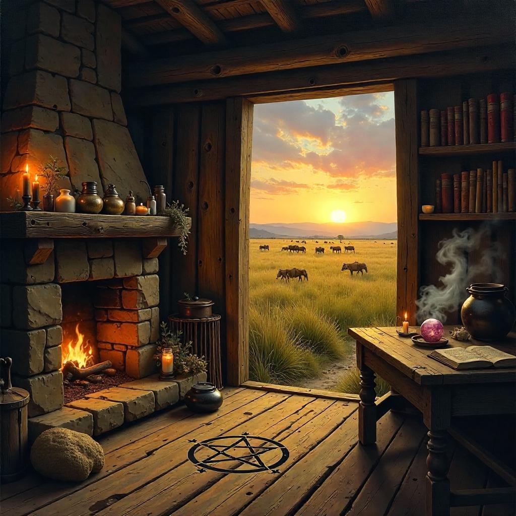 Savanna Witch Hut: An Oil Painting