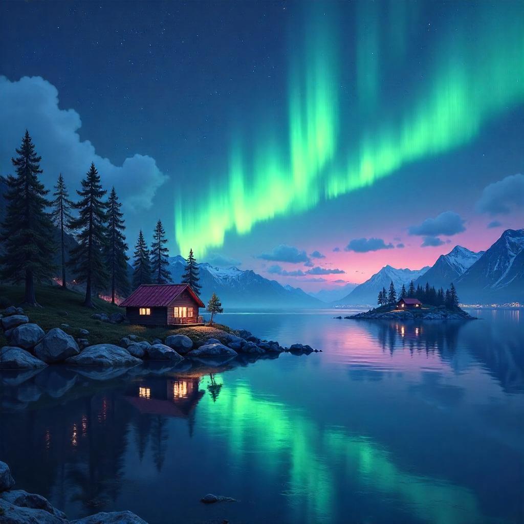 Northern Lights Over a Nordic Archipelago