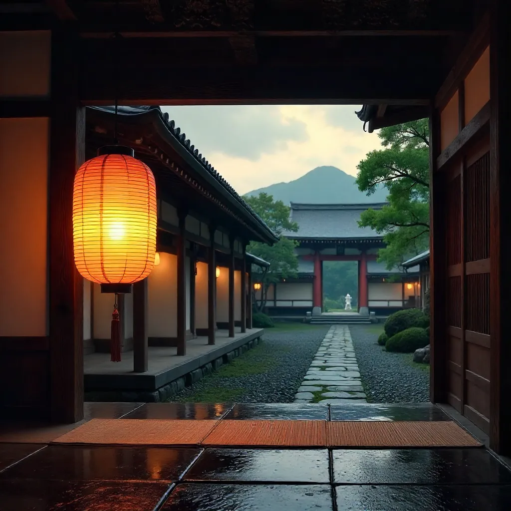 Lantern in a Kyoto Temple: Quiet Japanese Architecture