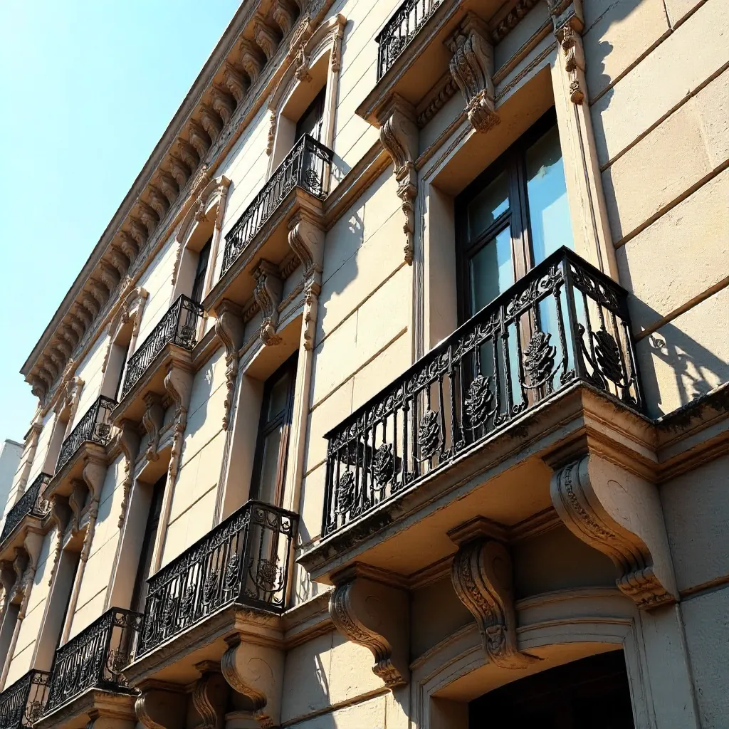 Close-Up of Ornate Balconies on a Classic Facade