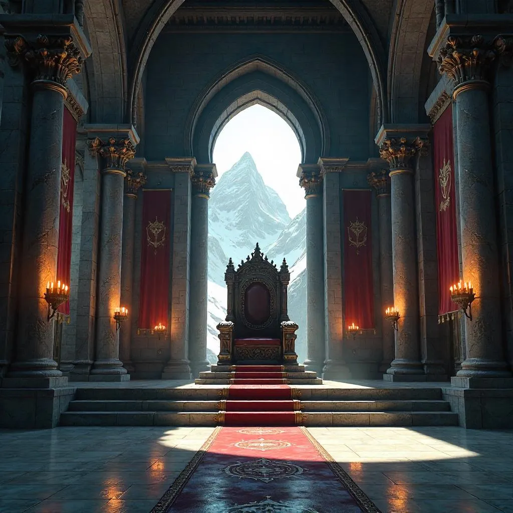 Photoreal Fortress Throne Room in Grand Hall