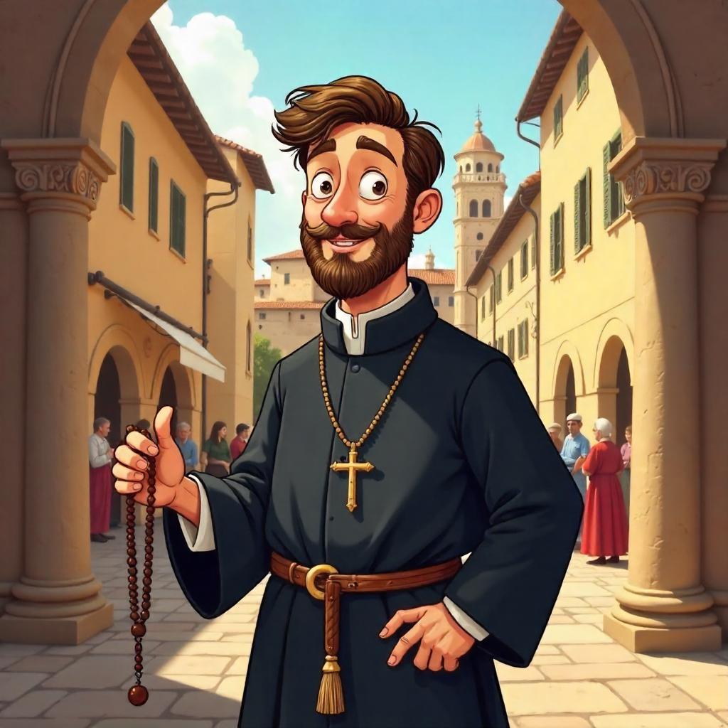 Cartoon Priest in Renaissance Florence