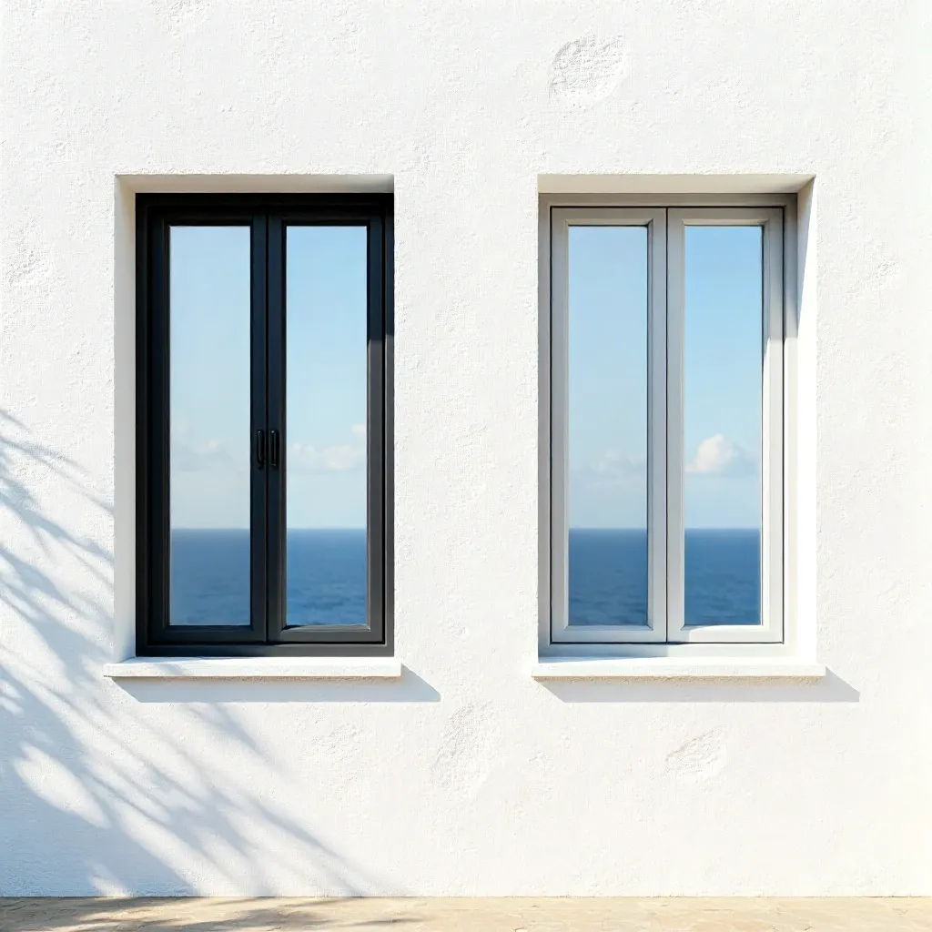 Two Minimalist Window Frames in Cádiz White Wall