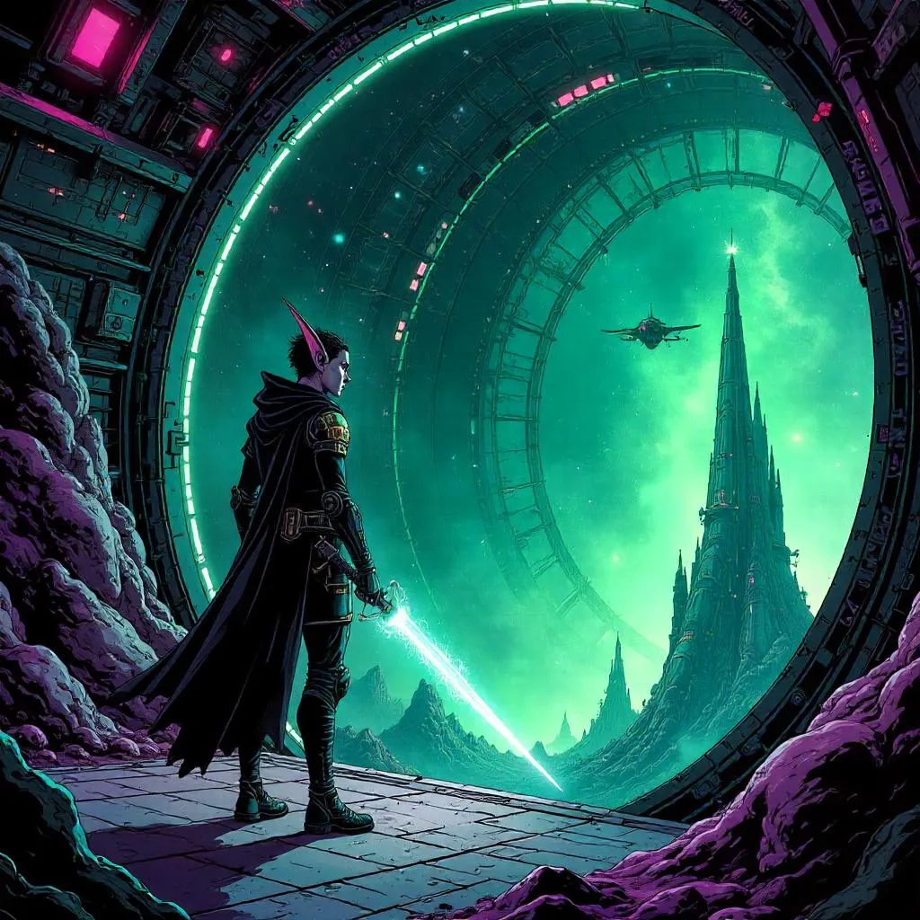 Elf in an Alien Ship: A Comic Book Scene