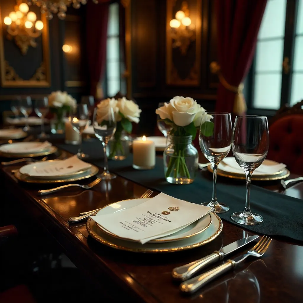 Luxurious Dining: Menu, Table Setting & Elegant Decor