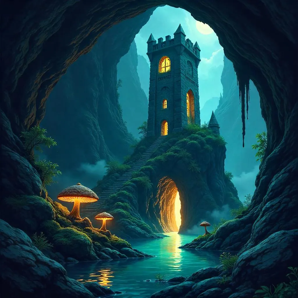Cavern Tower: An Anime-Inspired Cave Fortress