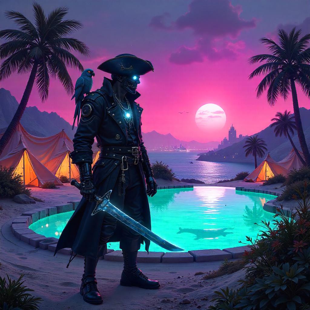Neon Oasis Pirate: A Cyberpunk Buccaneer