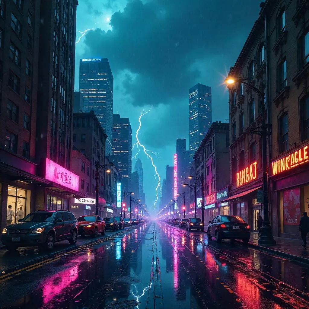 Neon City Fracture: Thunderstorm Earthquake