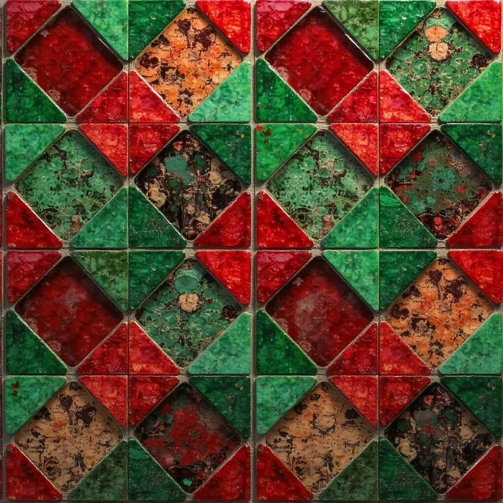 Vibrant Red-Green Mosaic Background