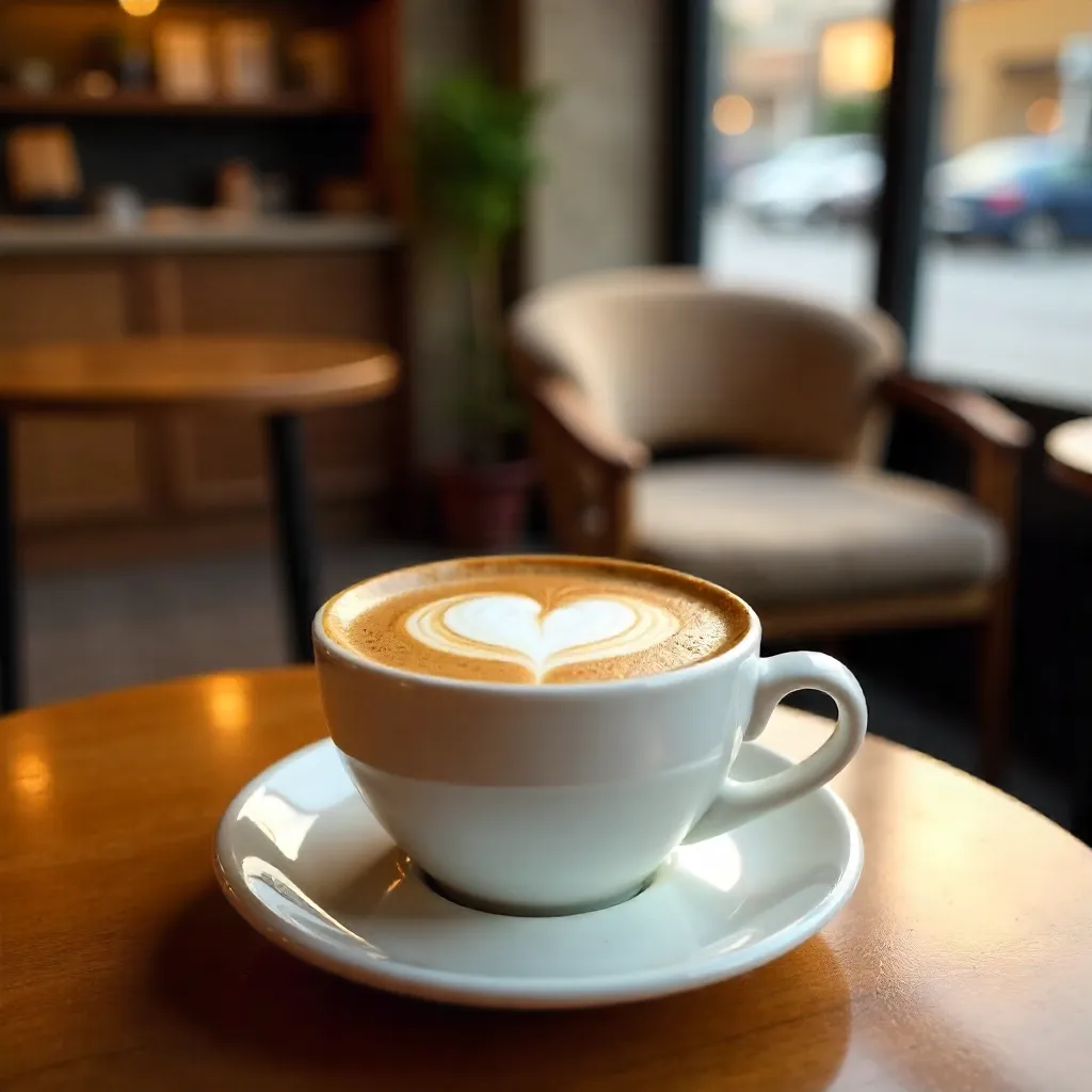 Heartful Latte at a Stylish Cozy Cafe