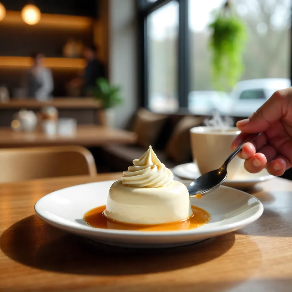 Creamy Dessert in a Modern Café Ambience