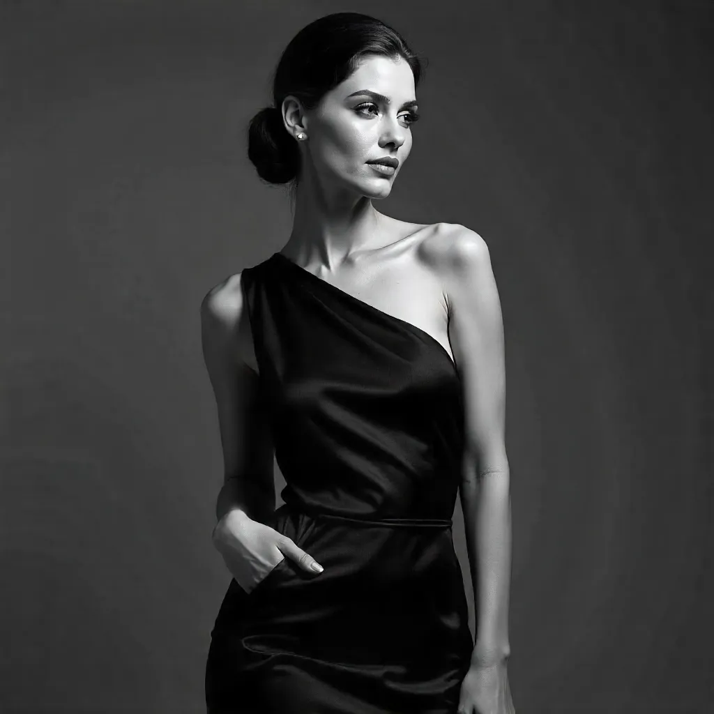 Monochrome Elegance: Black Dress Portrait