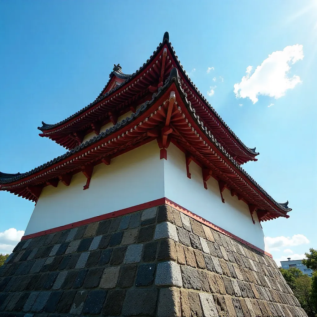 Captivating Japanese Castle Roof under a Clear Sky