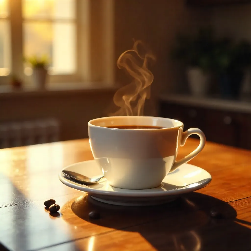 Golden Hour White Cup of Coffee