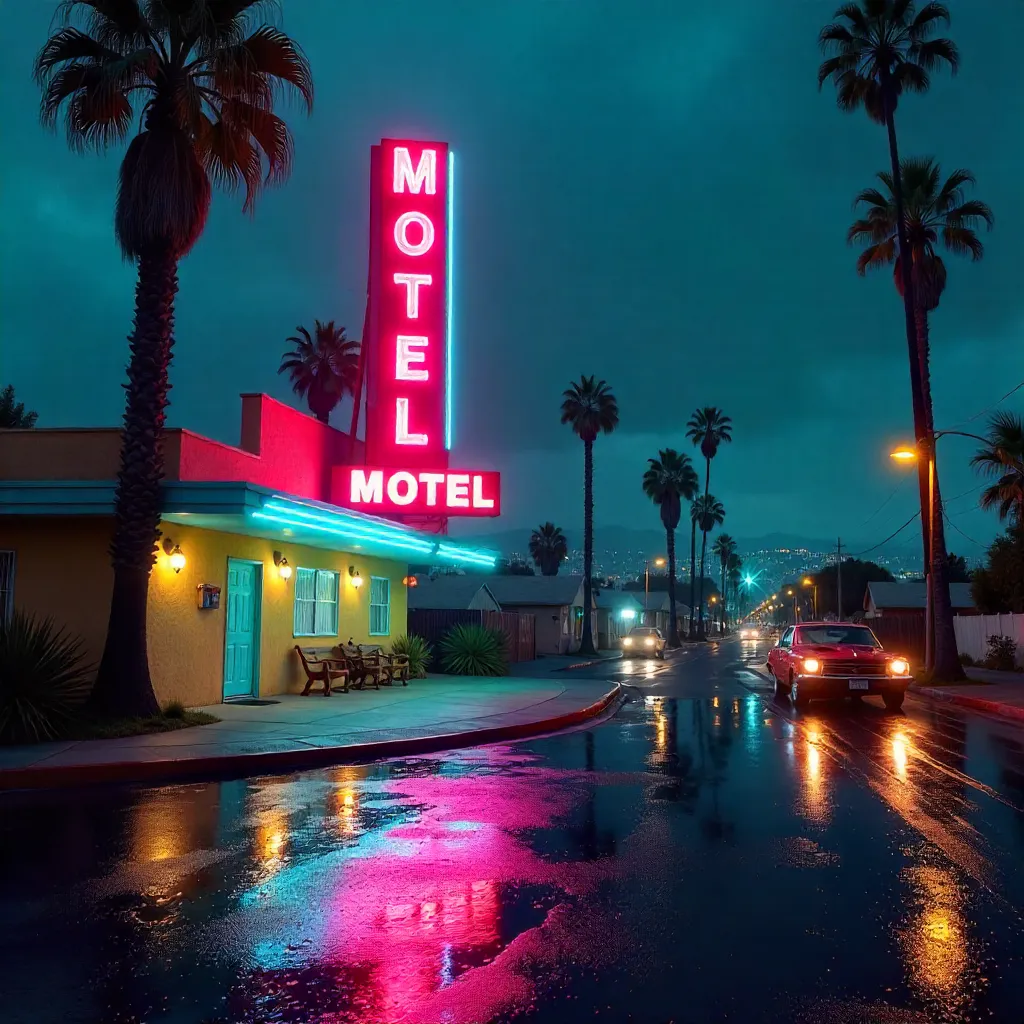 Neon Nights at a Los Angeles Motel