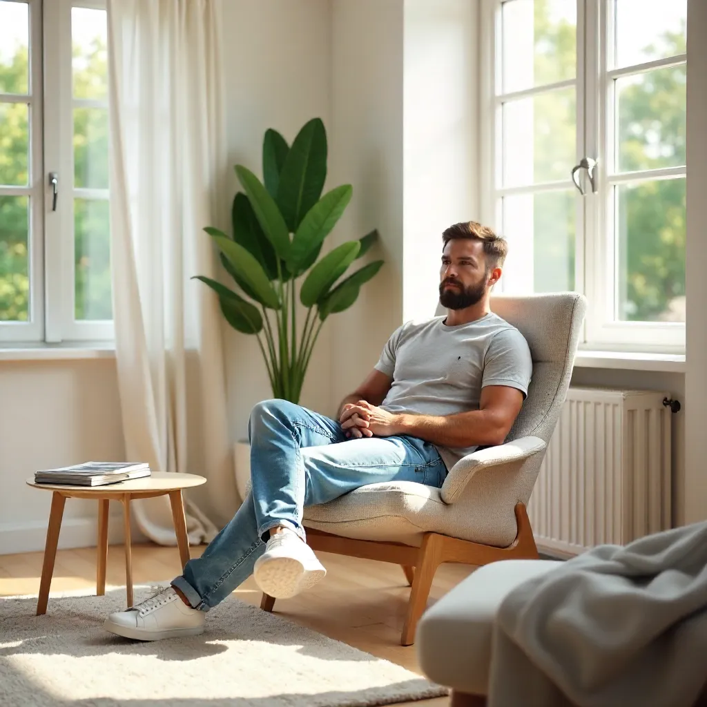 Relaxed Casual Man in a Bright Modern Room