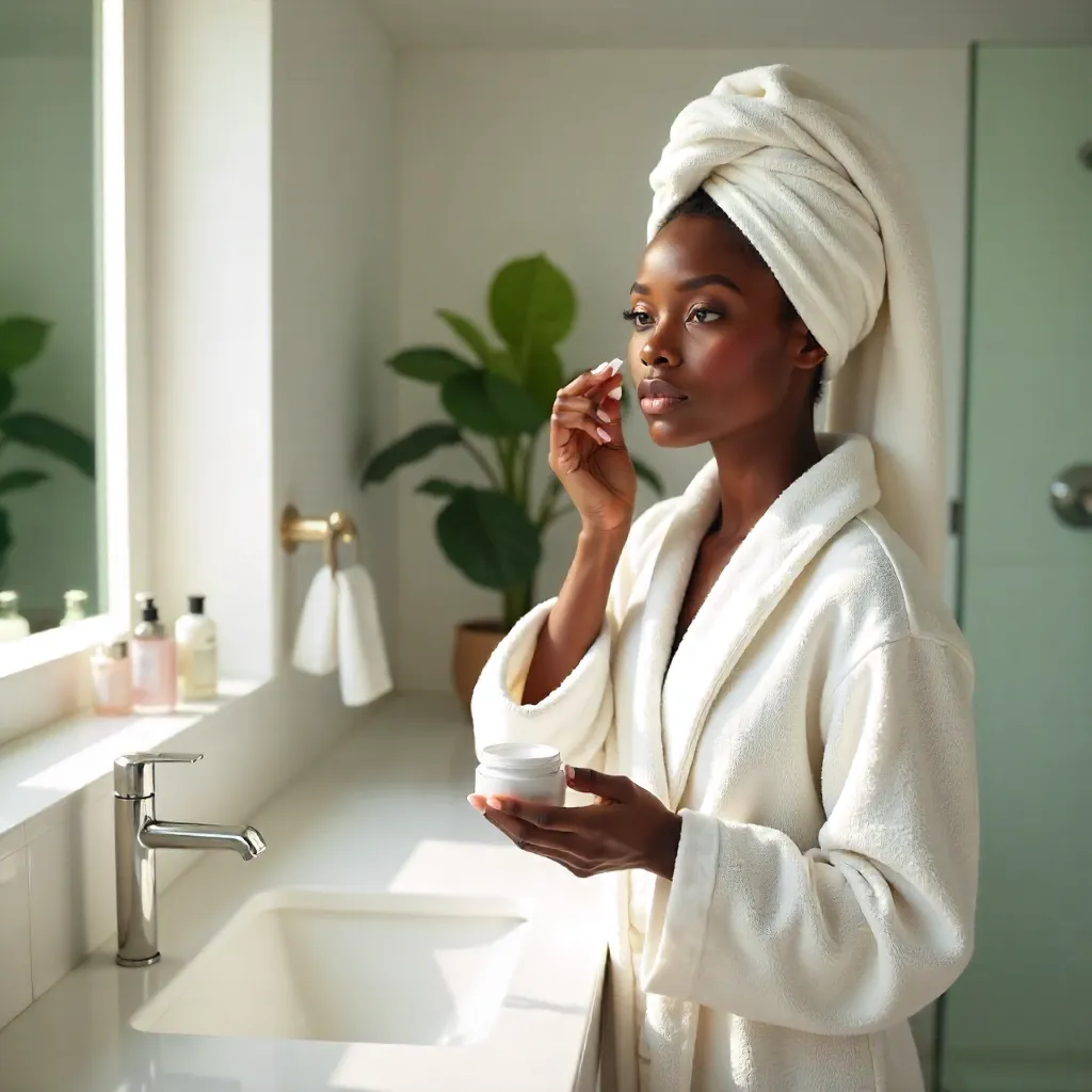 Morning Skincare Ritual in a Bright Bathroom