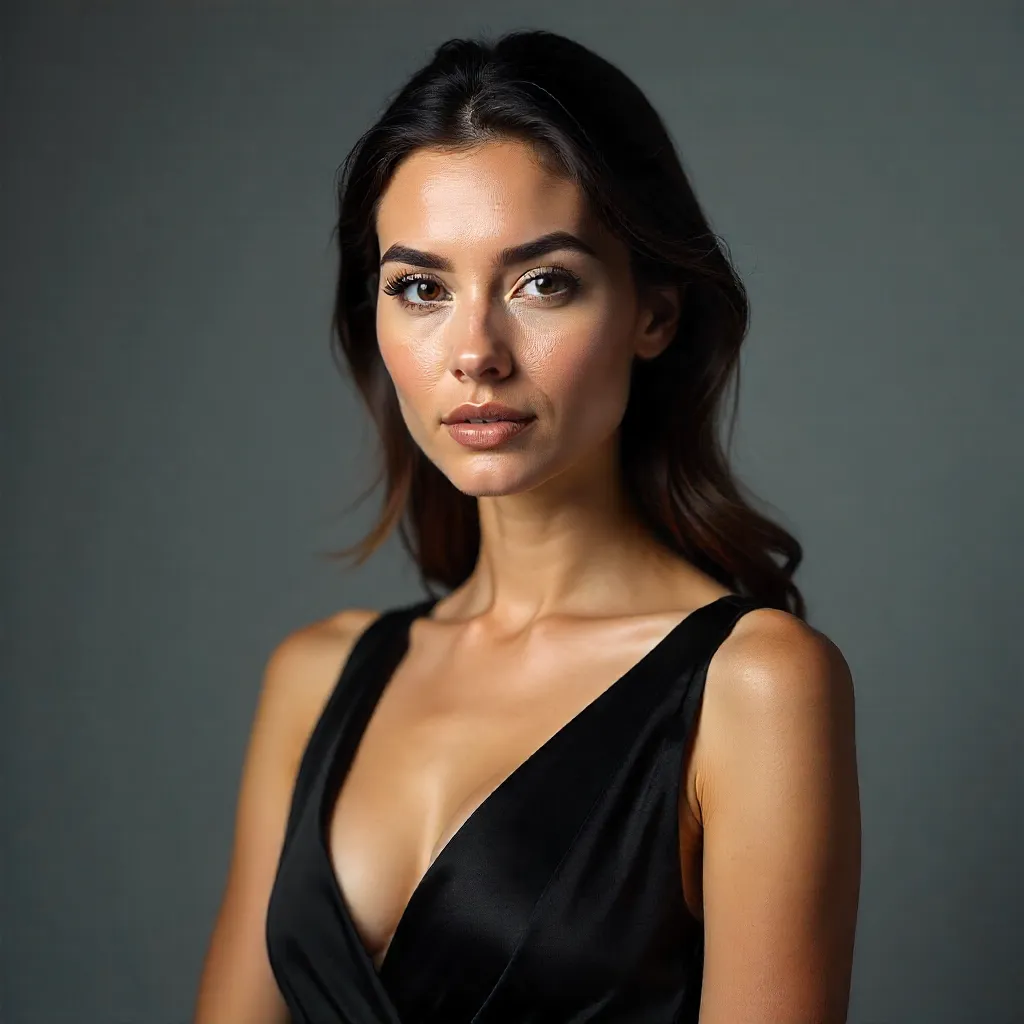 Striking Studio Portrait in a Black Dress
