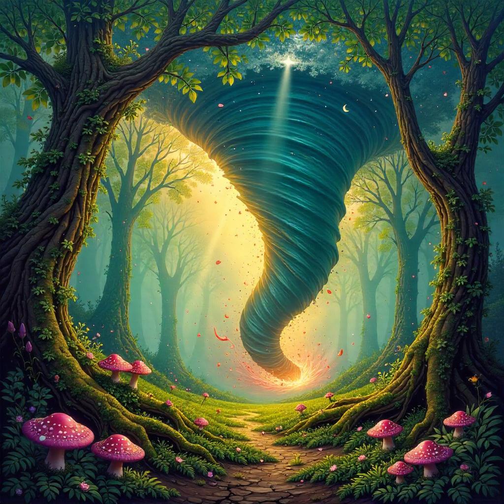 Tornado in an Enchanted Grove - Oil Painting