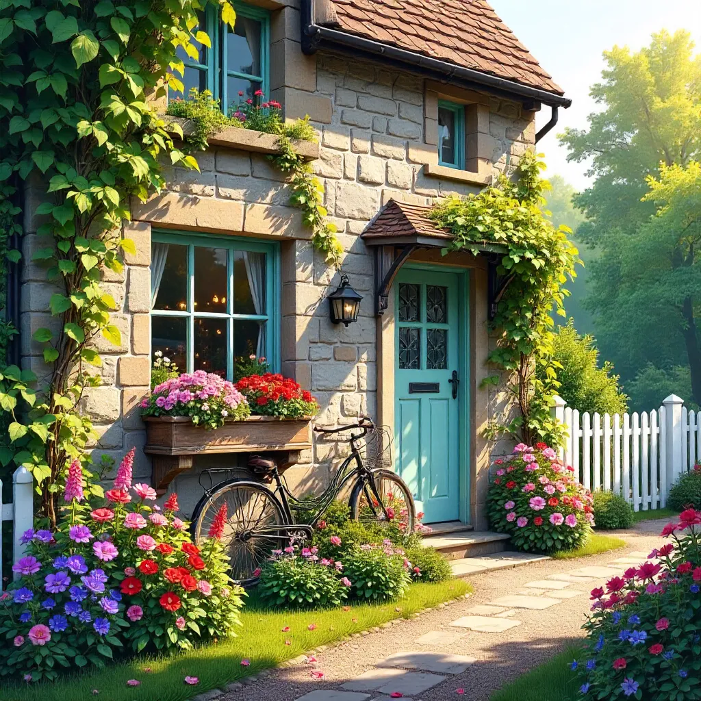 Charming Stone House with Vibrant Garden