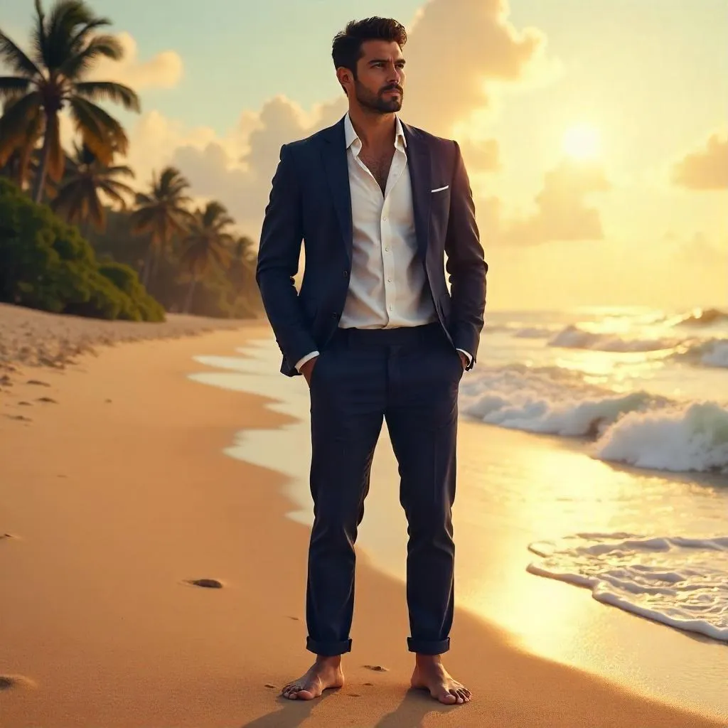 Professional Latino Man on the Beach - Digital Art