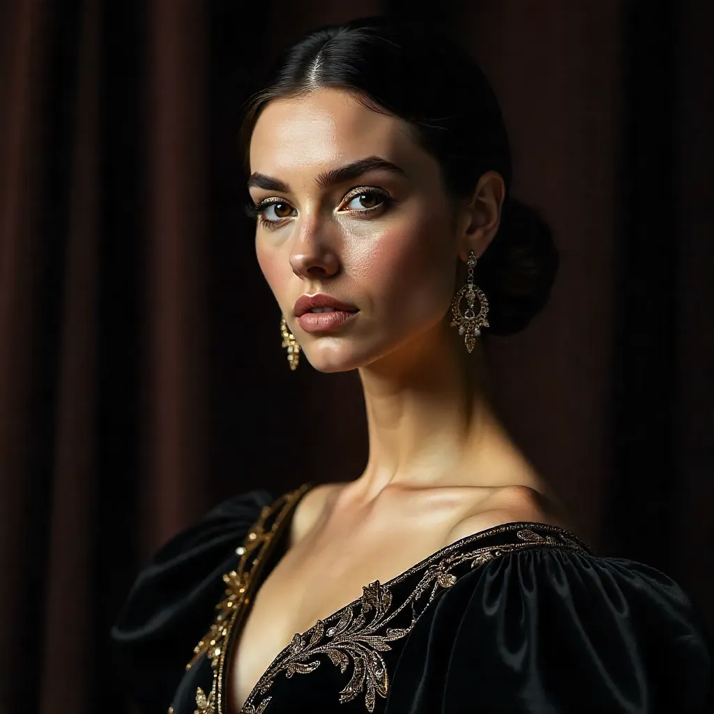 Striking Luxury Fashion Portrait: Dramatic Lighting