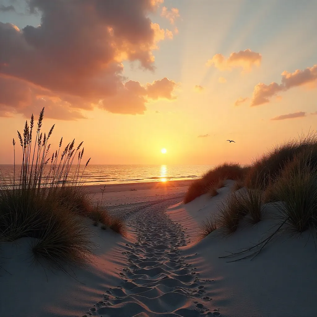 Golden Sunset over Middelkerke Beach Silhouettes